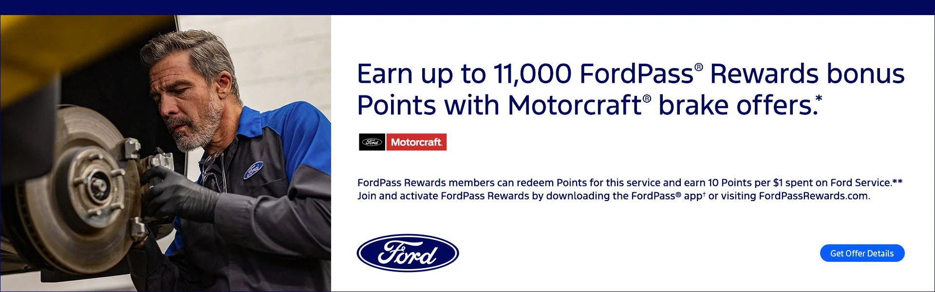 Earn up to 11,000 FordPass Points with Motorcraft Brake offers